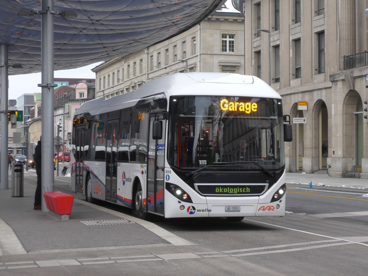 (158'598) - AAR bus+bahn, Aarau - Nr. 53/AG 7553 - Volvo am 4. Februar 2015 beim Bahnhof Aarau