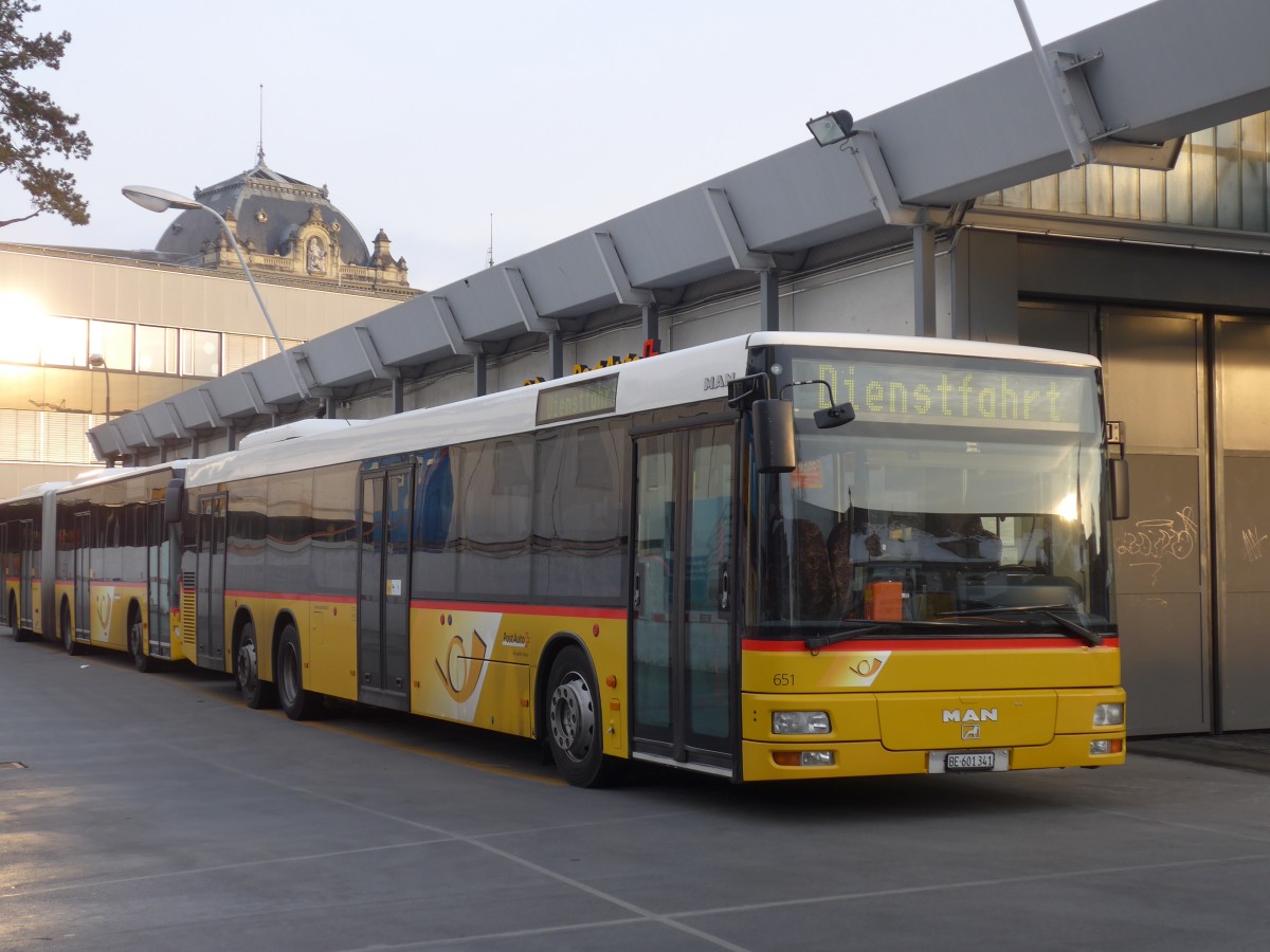 (158'695) - PostAuto Bern - Nr. 651/BE 601'341 - MAN am 14. Februar 2015 in Bern, Postautostation