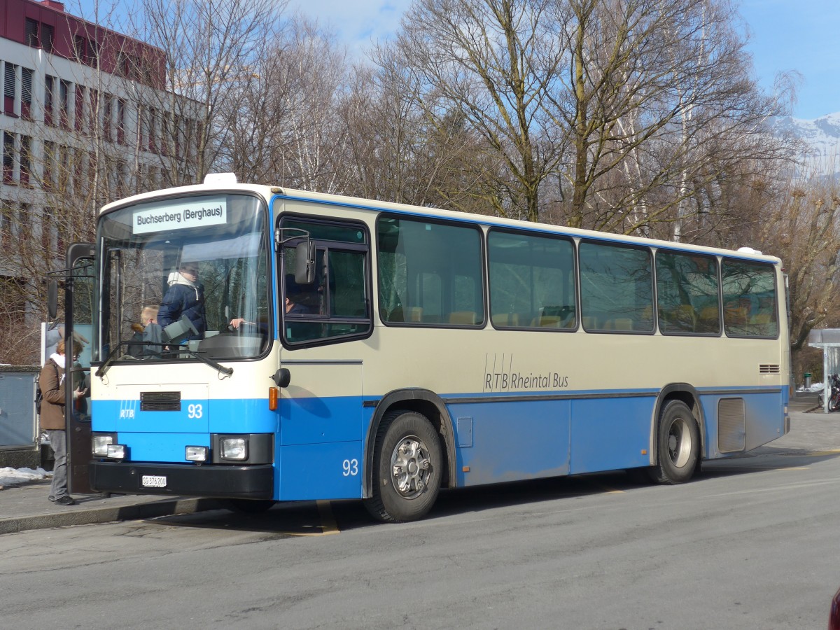 (158'708) - RTB Altsttten - Nr. 93/SG 376'200 - NAW/Lauber (ex R.G.V. Autobus, Stabio; ex AMSA Chiasso Nr. 23; ex AWA Amden Nr. 3) am 14. September 2015 beim Bahnhof Buchs