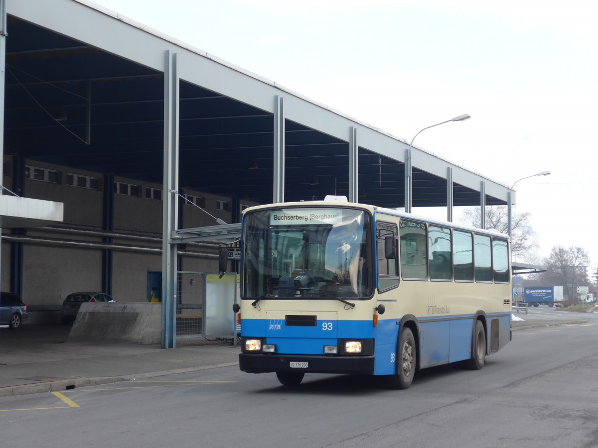 (158'720) - RTB Altsttten - Nr. 93/SG 376'200 - NAW/Lauber (ex R.G.V. Autobus, Stabio; ex AMSA Chiasso Nr. 23; ex AWA Amden Nr. 3) am 14. Februar 2015 beim Bahnhof Buchs