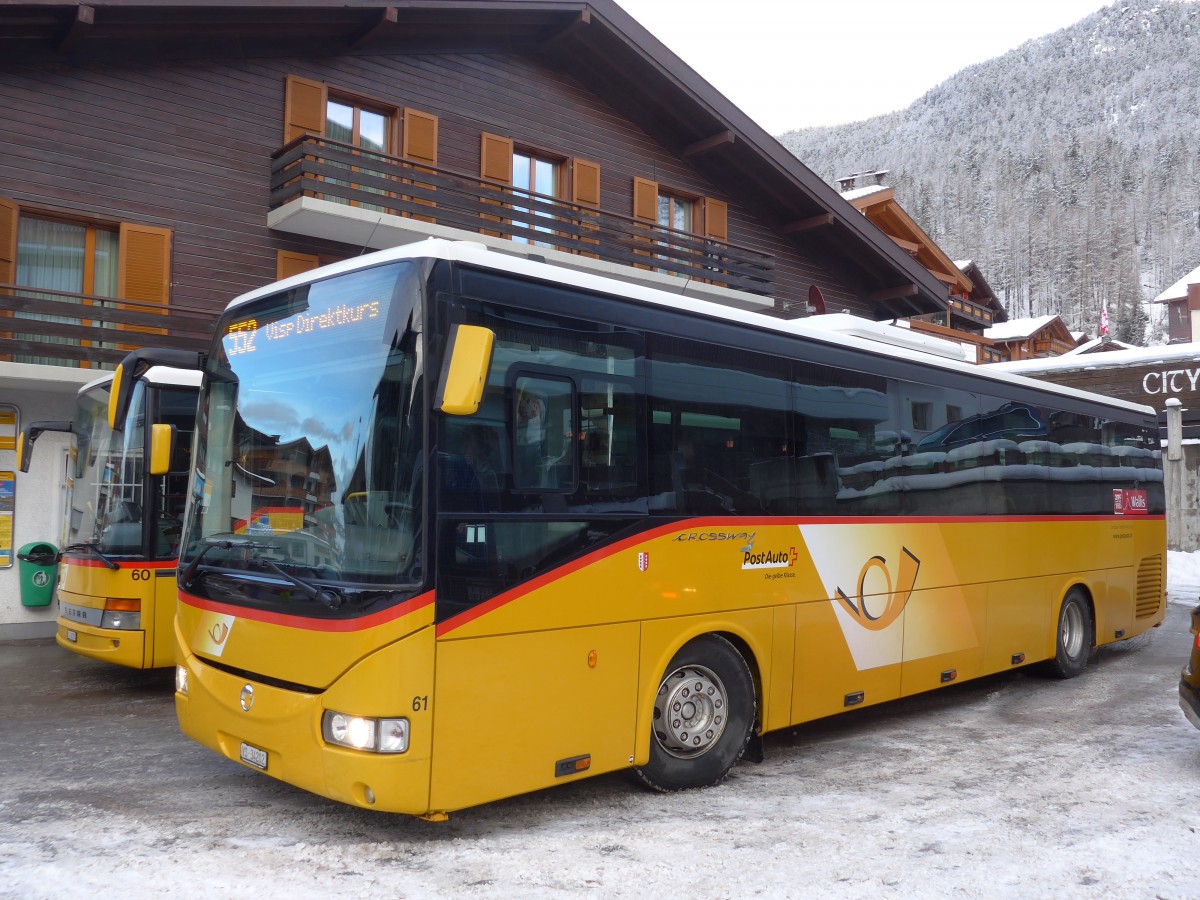 (158'790) - Zerzuben, Visp-Eyholz - Nr. 61/VS 34'202 - Irisbus am 15. Februar 2015 in Grchen, Post