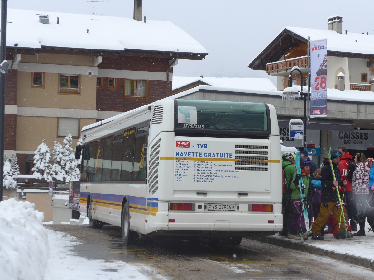 (158'810) - TMR Martigny - Nr. 108/VS 27'934 - Irisbus am 22. Februar 2015 in Verbier, Mdran