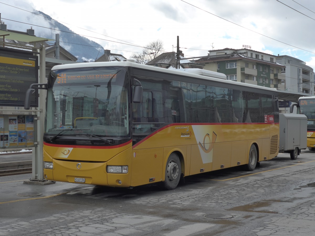 (158'868) - PostAuto Wallis - VS 407'396 - Irisbus am 22. Februar 2015 beim Bahnhof Brig
