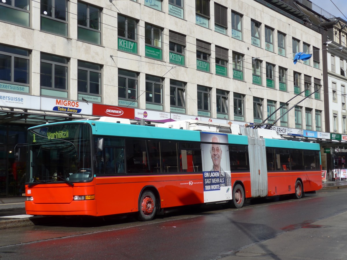 (158'977) - VB Biel - Nr. 88 - NAW/Hess Gelenktrolleybus am 2. Mrz 2015 in Biel, Guisanplatz