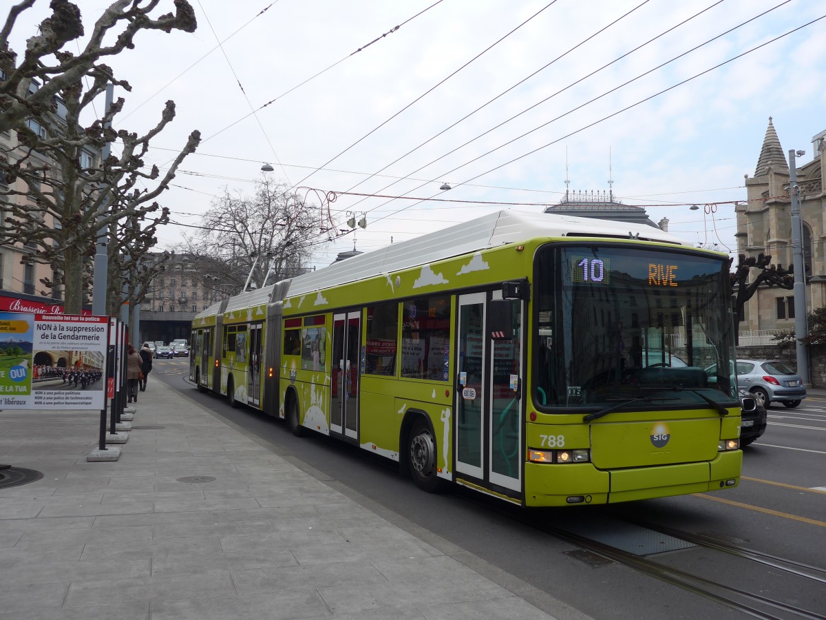 (159'158) - TPG Genve - Nr. 788 - Hess/Hess Doppelgelenktrolleybus am 14. Mrz 2015 in Genve, Place des Vingt-Deux-Cantons
