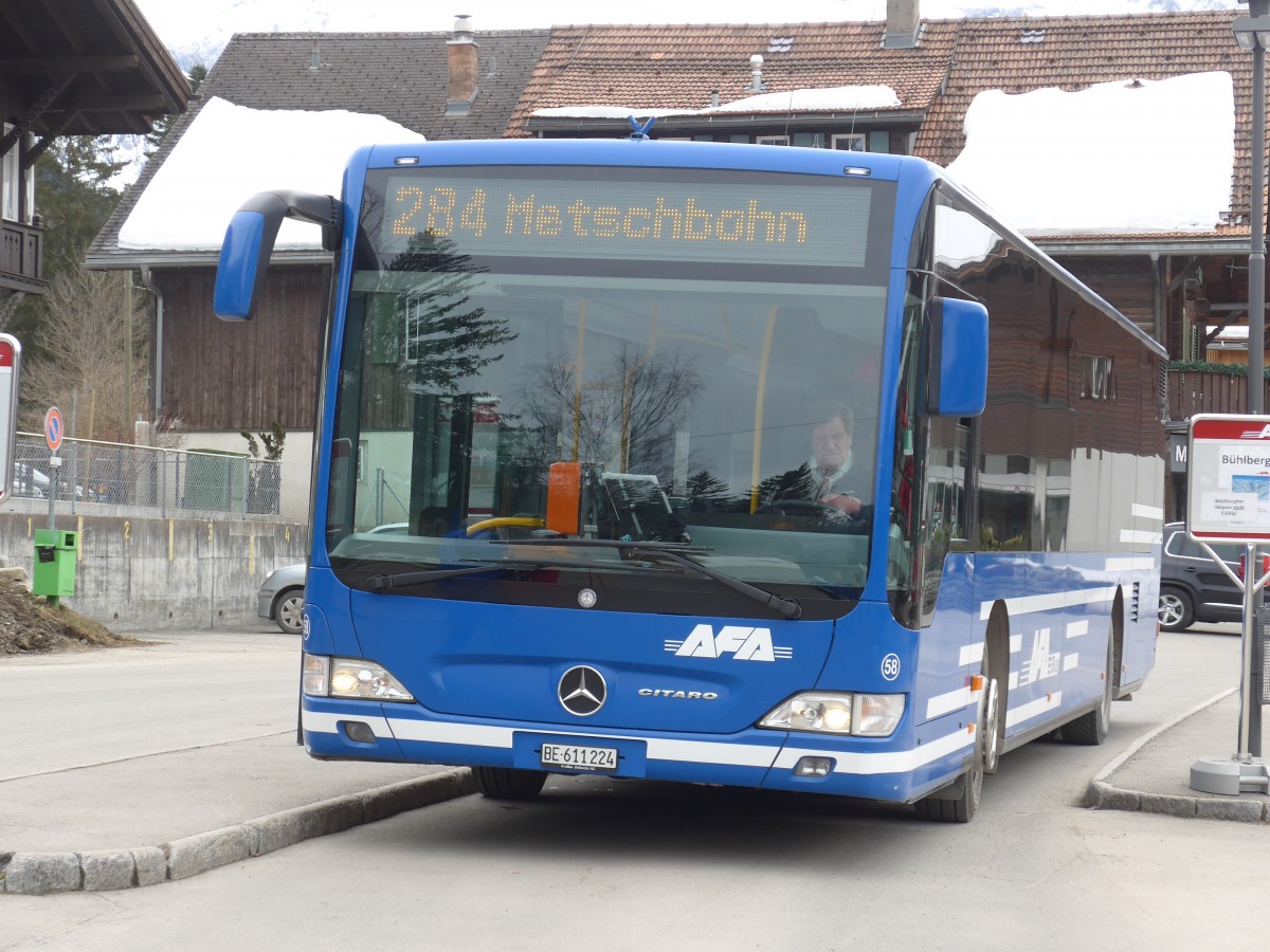 (159'195) - AFA Adelboden - Nr. 58/BE 611'224 - Mercedes am 16. Mrz 2015 beim Bahnhof Lenk