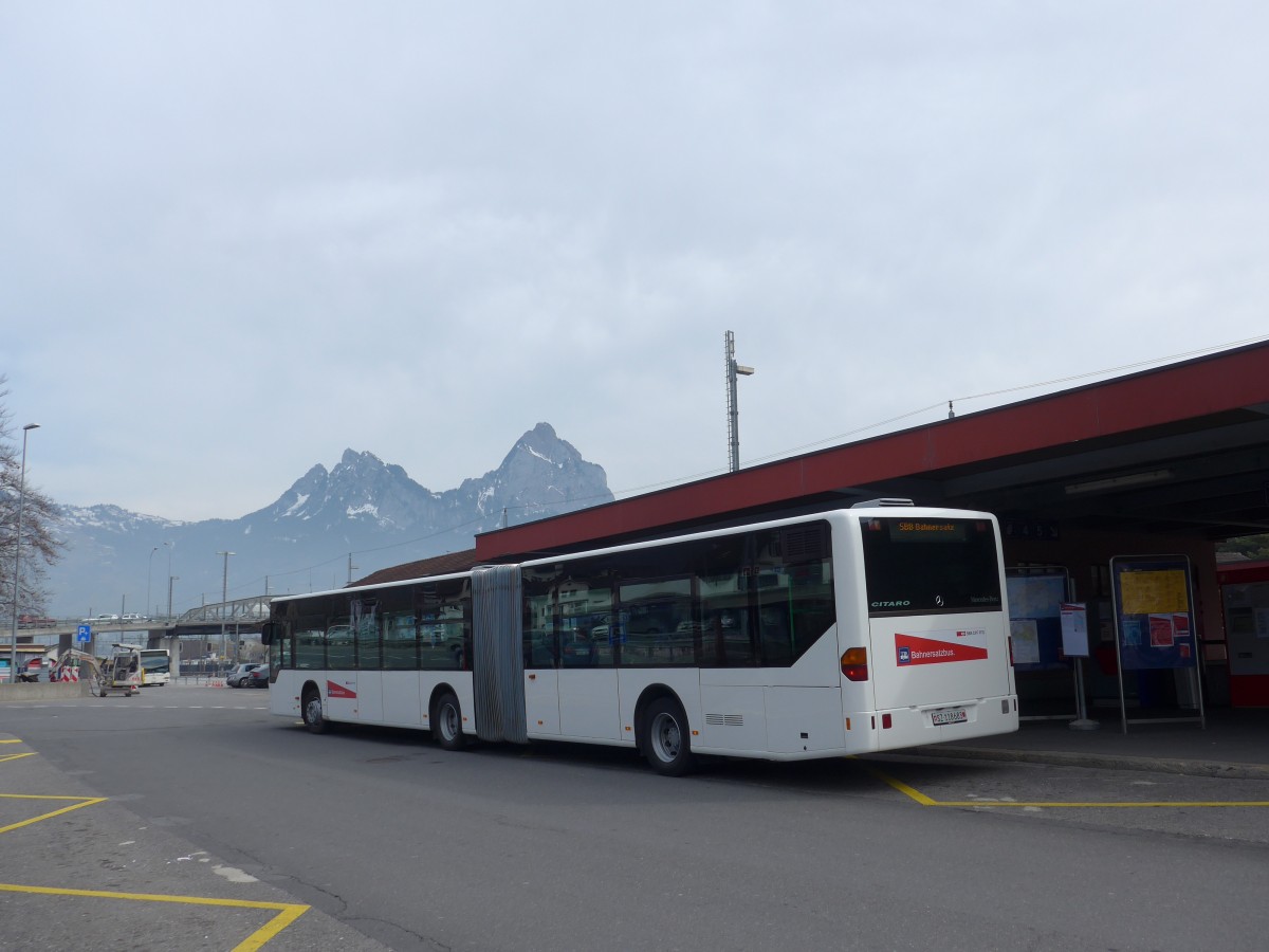 (159'239) - AAGS Schwyz - Nr. 83/SZ 118'683 - Mercedes (ex VR La Chaux-de-Fonds Nr. 227) am 17. Mrz 2015 beim Bahnhof Brunnen