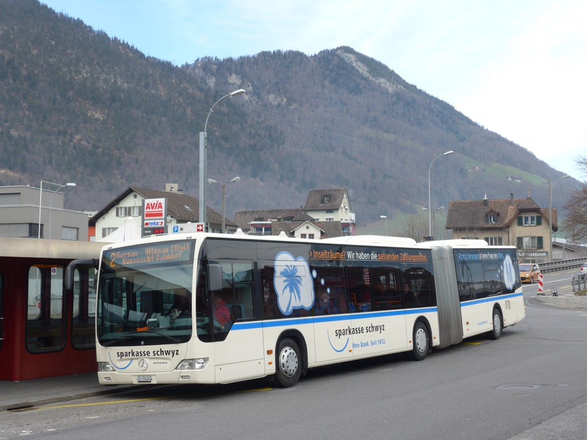 (159'253) - AAGS Schwyz - Nr. 34/SZ 53'434 - Mercedes am 17. Mrz 2015 beim Bahnhof Brunnen