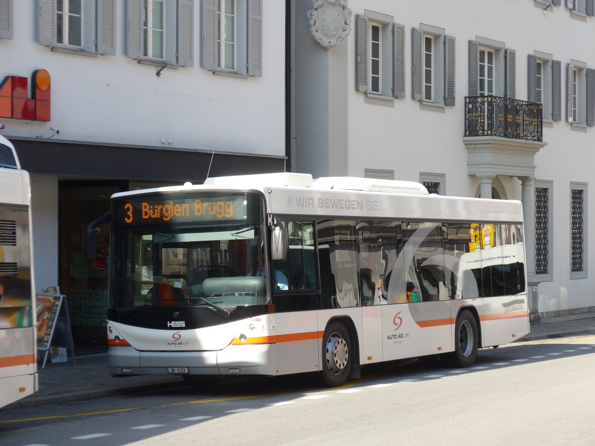 (159'284) - AAGU Altdorf - Nr. 5/UR 9329 - Scania/Hess am 18. Mrz 2015 in Altdorf, Telldenkmal