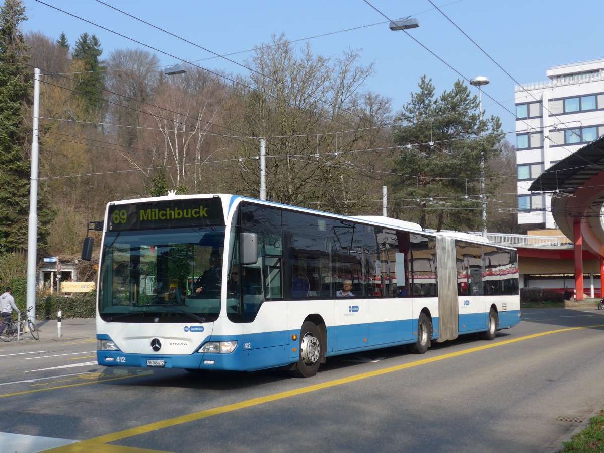 (159'376) - VBZ Zrich - Nr. 412/ZH 745'412 - Mercedes am 19. Mrz 2015 in Zrich, Bucheggplatz