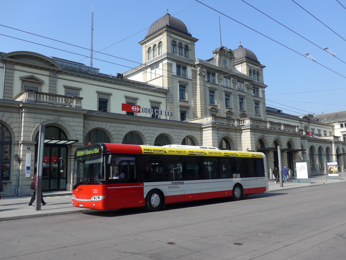 (159'416) - SW Winterthur - Nr. 211/ZH 730'211 - Solaris am 19. Mrz 2015 beim Hauptbahnhof Winterthur
