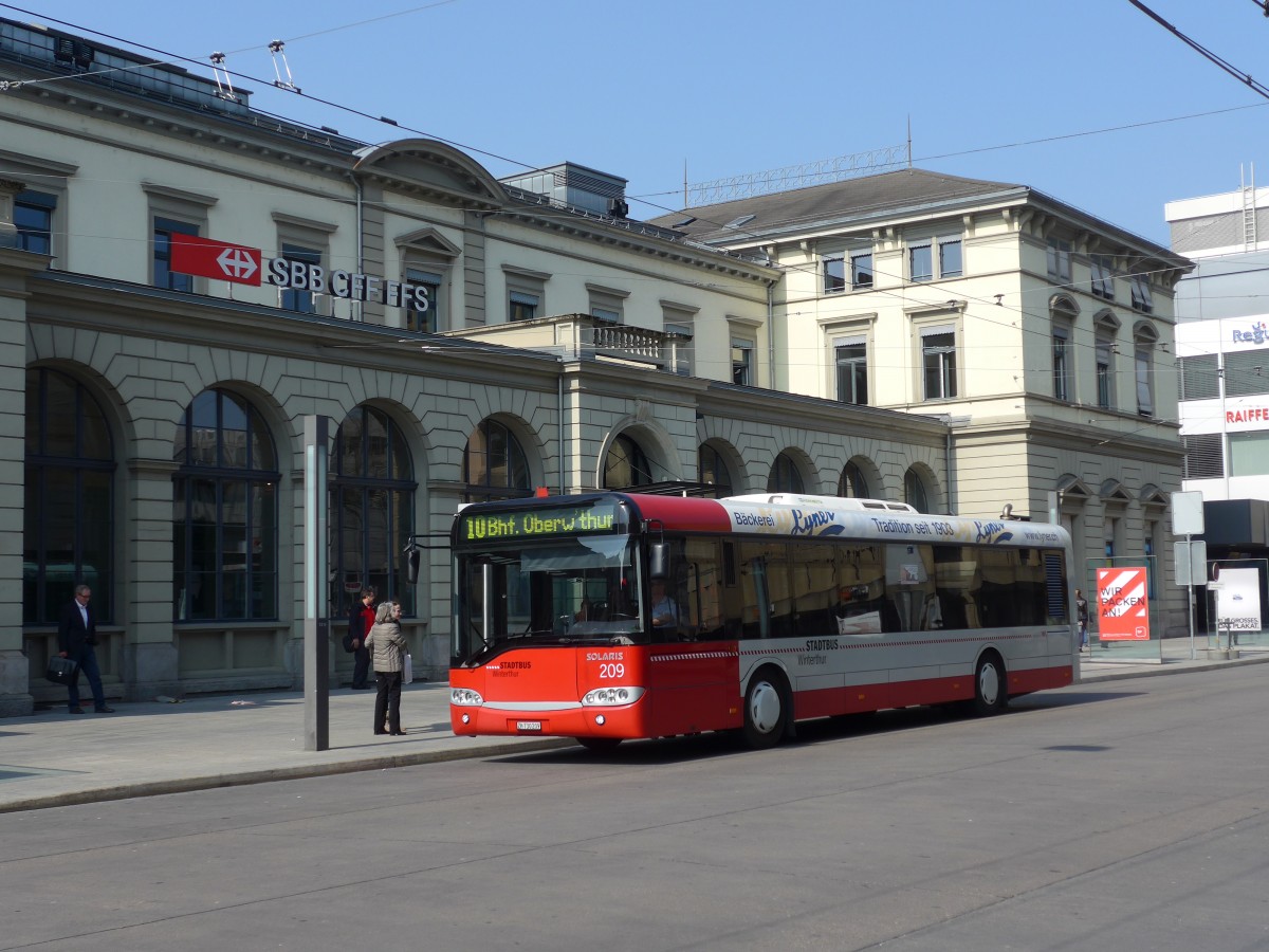 (159'421) - SW Winterthur - Nr. 209/ZH 730'209 - Solaris am 19. Mrz 2015 beim Hauptbahnhof Winterthur