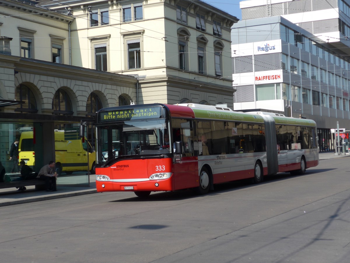 (159'431) - SW Winterthur - Nr. 333/ZH 719'333 - Solaris am 19. Mrz 2015 beim Hauptbahnhof Winterthur