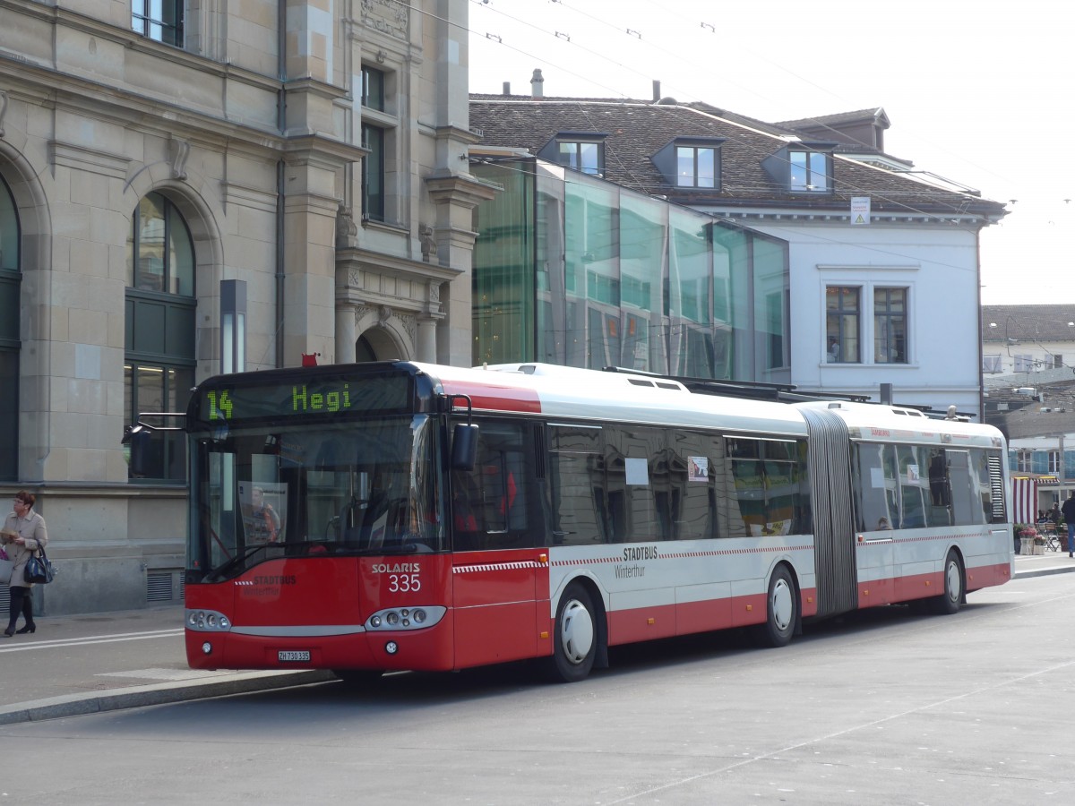 (159'459) - SW Winterthur - Nr. 335/ZH 730'335 - Solaris am 27. Mrz 2015 beim Hauptbahnhof Winterthur