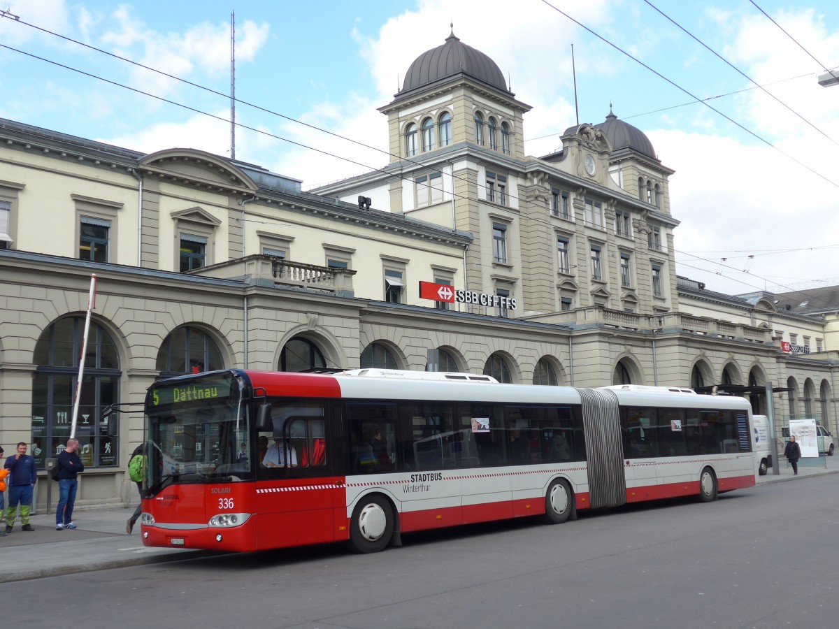 (159'467) - SW Winterthur - Nr. 336/ZH 730'336 - Solaris am 27. Mrz 2015 beim Hauptbahnhof Winterthur