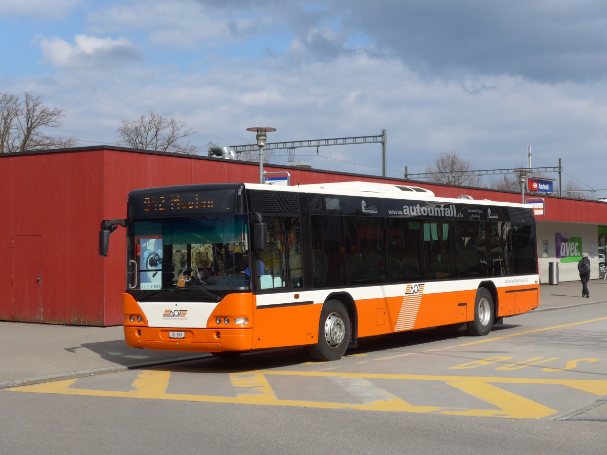 (159'476) - AOT Amriswil - Nr. 1/TG 690 - Neoplan (ex Vorfhrfahrzeug) am 27. Mrz 2015 beim Bahnhof Amriswil