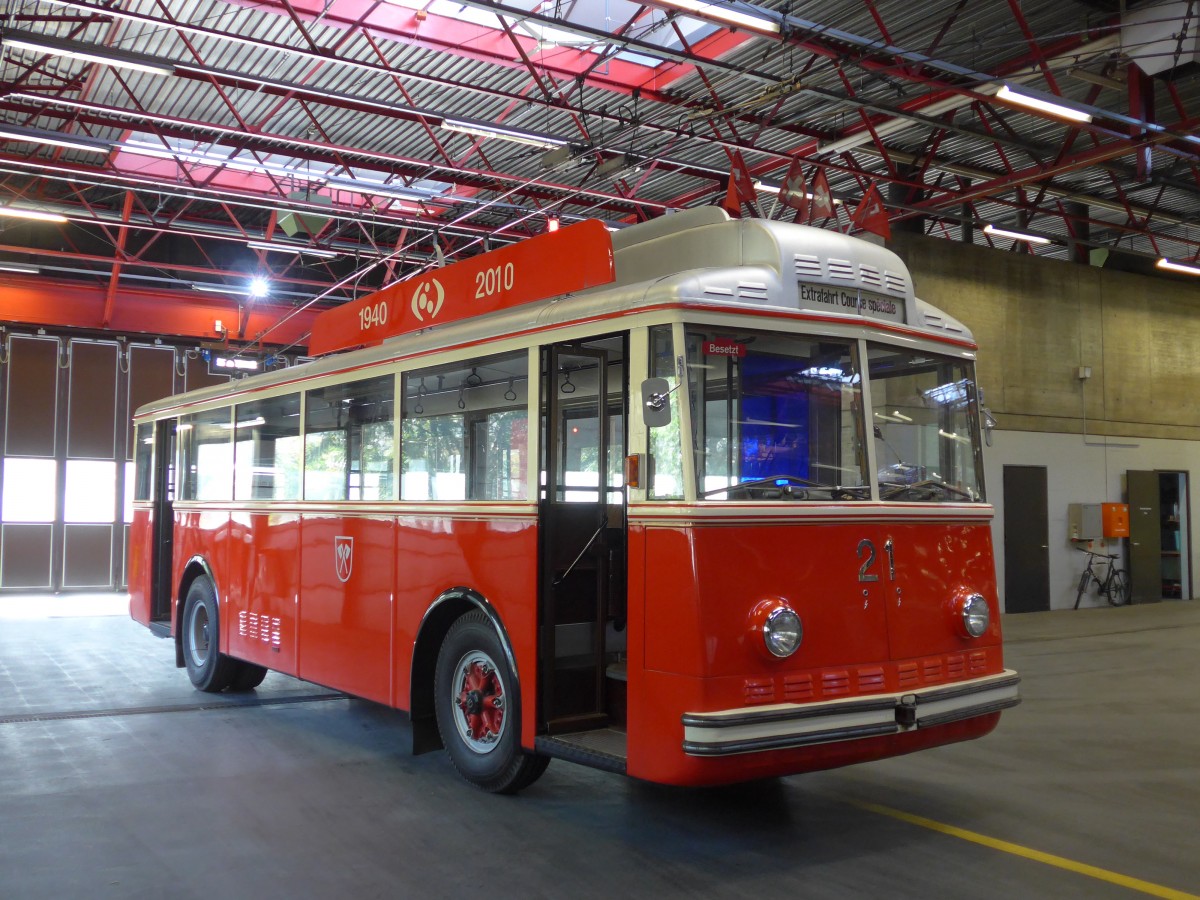 (159'491) - VB Biel - Nr. 21 - Berna/Hess Trolleybus am 28. Mrz 2015 in Biel, Depot