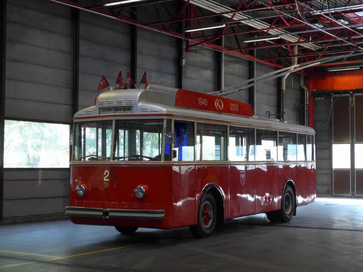 (159'493) - VB Biel - Nr. 21 - Berna/Hess Trolleybus am 28. Mrz 2015 in Biel, Depot