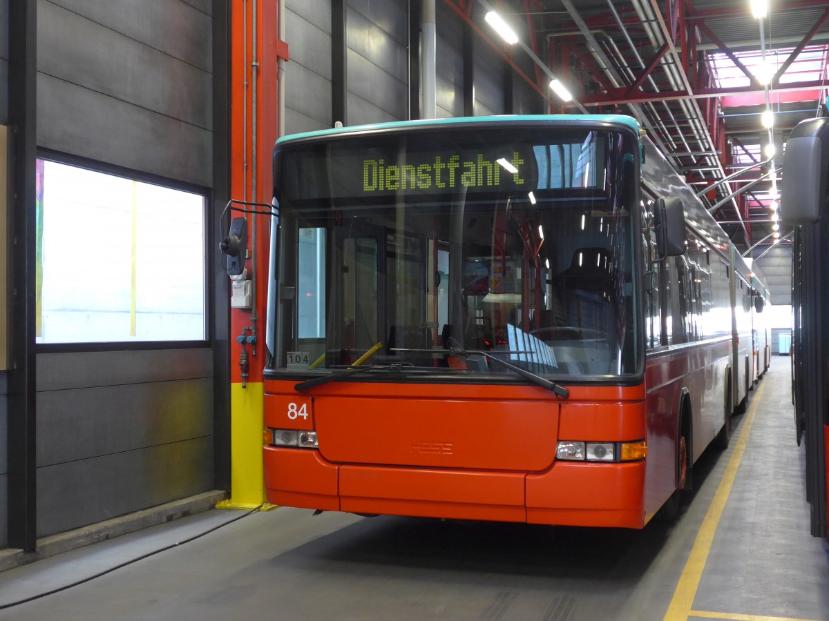 (159'514) - VB Biel - Nr. 84 - NAW/Hess Gelenktrolleybus am 28. Mrz 2015 in Biel, Depot