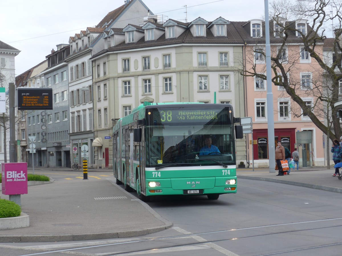 (159'707) - BVB Basel - Nr. 774/BS 3274 - MAN am 11. April 2015 in Basel, Wettsteinplatz