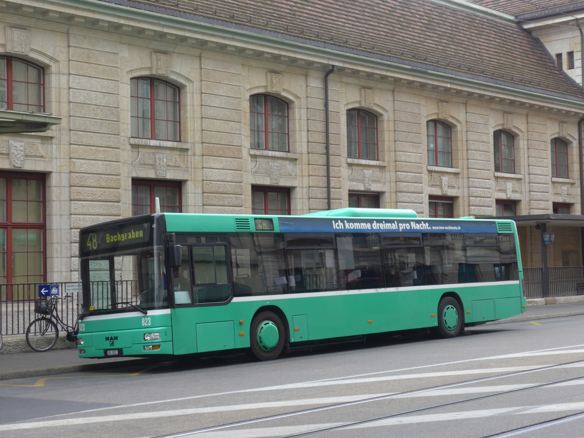 (159'719) - BVB Basel - Nr. 823/BS 2823 - MAN am 11. April 2015 beim Bahnhof Basel