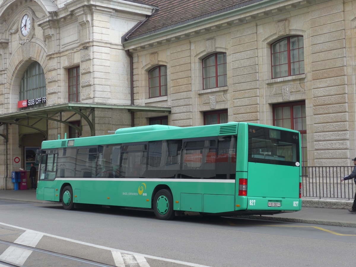 (159'727) - BVB Basel - Nr. 827/BS 2827 - MAN am 11. April 2015 beim Bahnhof Basel