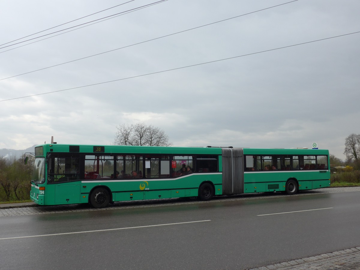 (159'802) - Aus der Schweiz: BVB Basel - Nr. 734/BS 3234 - Mercedes (ex VAG Freiburg/D Nr. 933) am 11. April 2015 in Grenzach-Wyhlen, Siedlung