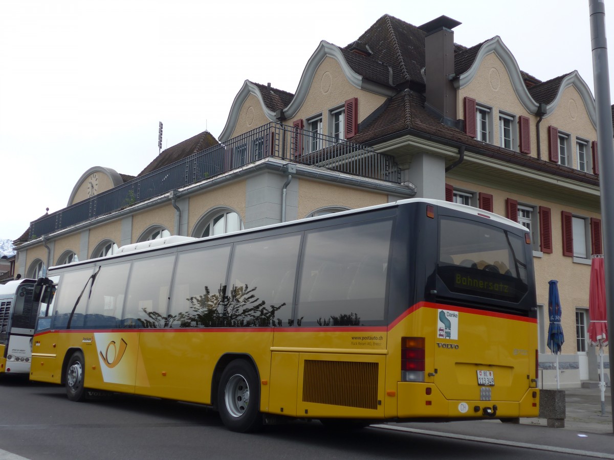 (159'971) - Flck, Brienz - Nr. 5/BE 113'349 - Volvo (ex AVBB Schwanden) am 25. April 2015 beim Bahnhof Spiez