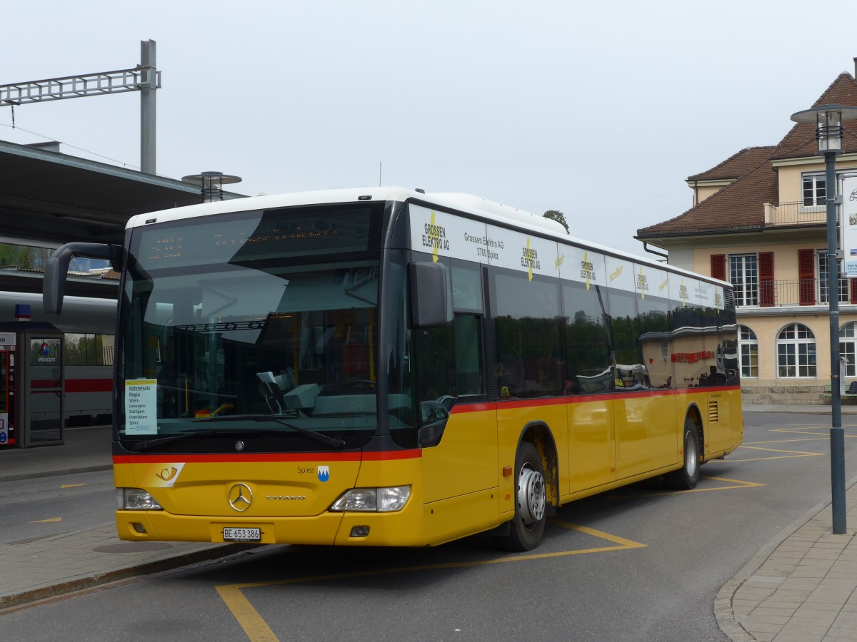 (159'974) - PostAuto Bern - BE 653'386 - Mercedes am 25. April 2015 beim Bahnhof Spiez