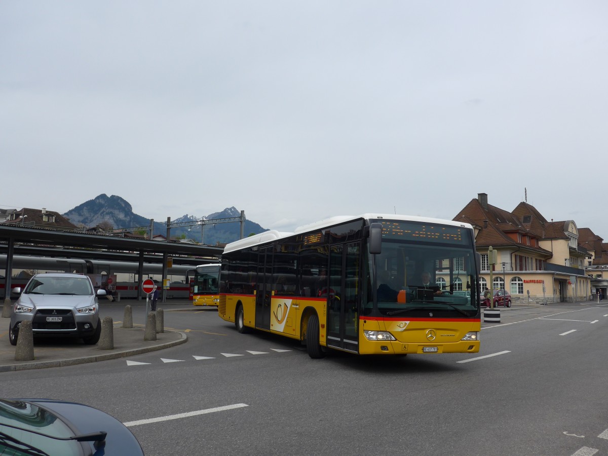 (159'975) - PostAuto Bern - BE 637'781 - Mercedes am 25. April 2015 beim Bahnhof Spiez