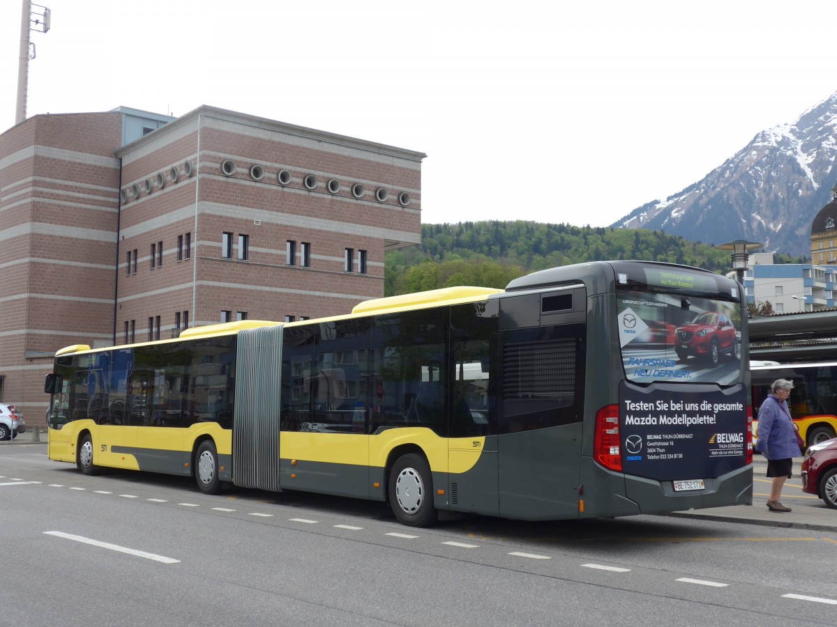 (159'987) - STI Thun - Nr. 171/BE 752'171 - Mercedes am 25. April 2015 beim Bahnhof Spiez