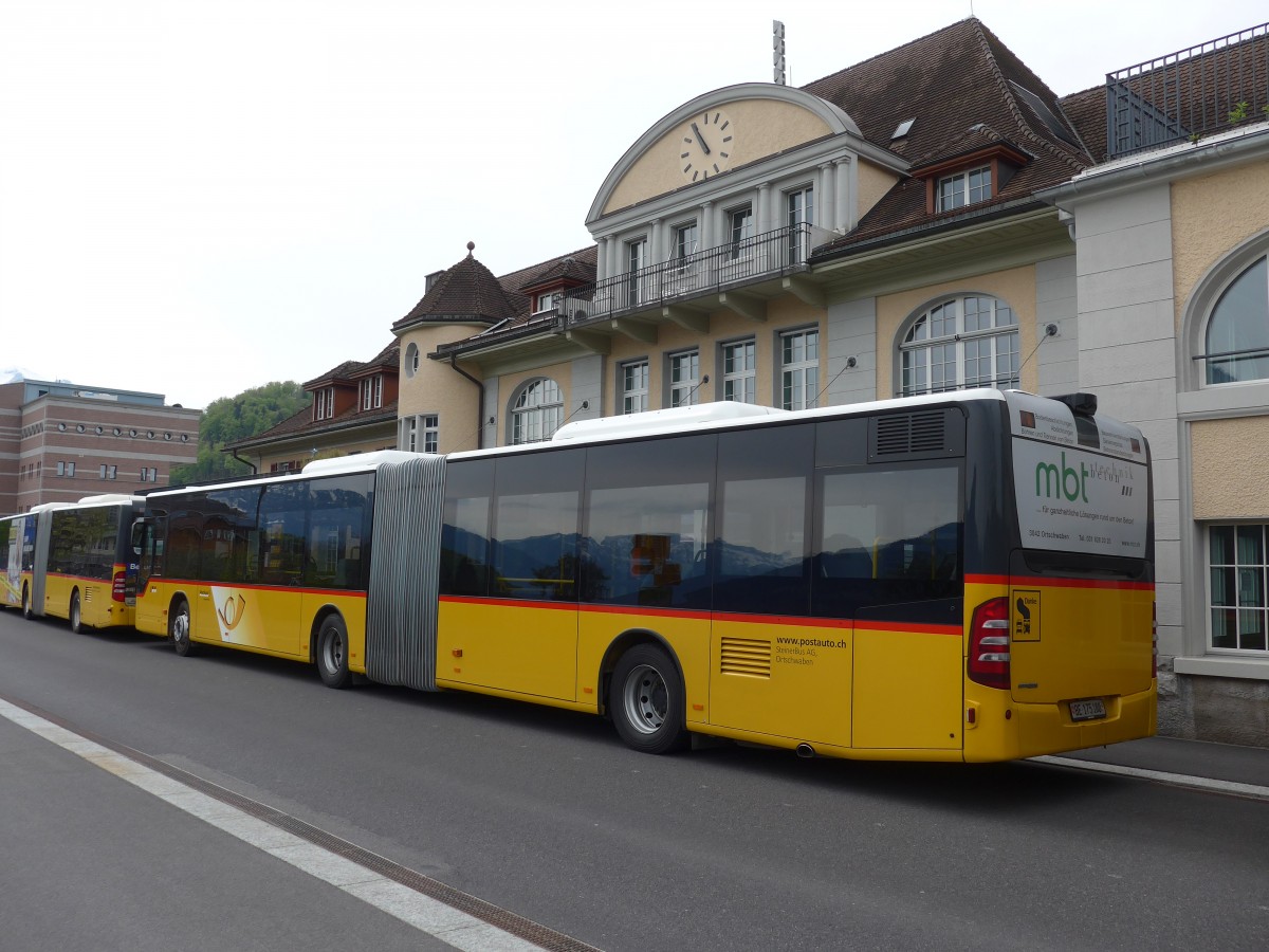 (159'988) - Steiner, Ortschwaben - Nr. 5/BE 175'180 - Mercedes am 25. April 2015 beim Bahnhof Spiez