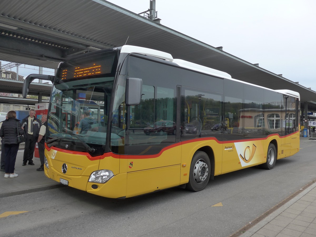 (159'992) - PostAuto Bern - BE 653'383 - Mercedes am 25. April 2015 beim Bahnhof Spiez