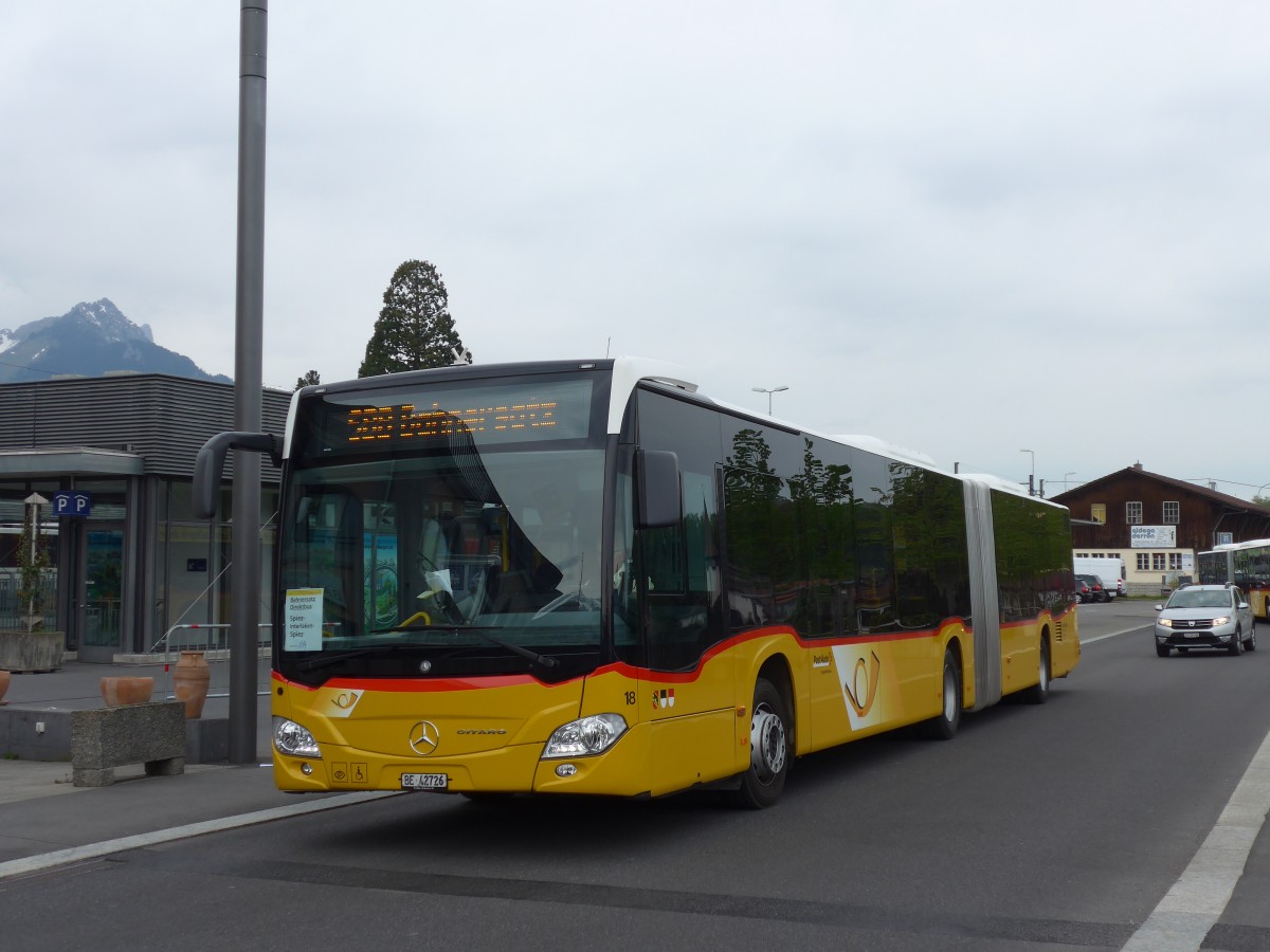 (159'998) - Steiner, Ortschwaben - Nr. 18/BE 42'726 - Mercedes am 25. April 2015 beim Bahnhof Spiez