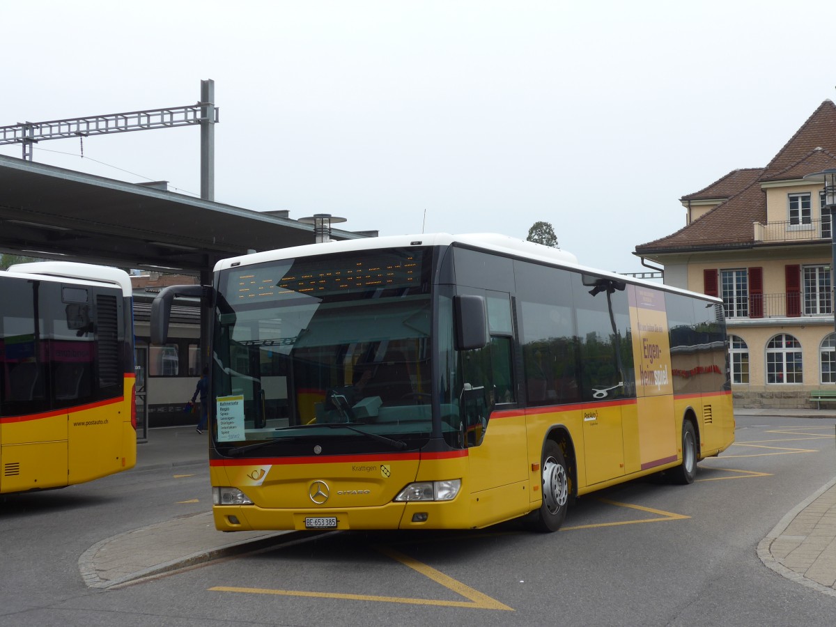 (160'021) - PostAuto Bern - BE 653'385 - Mercedes am 25. April 2015 beim Bahnhof Spiez