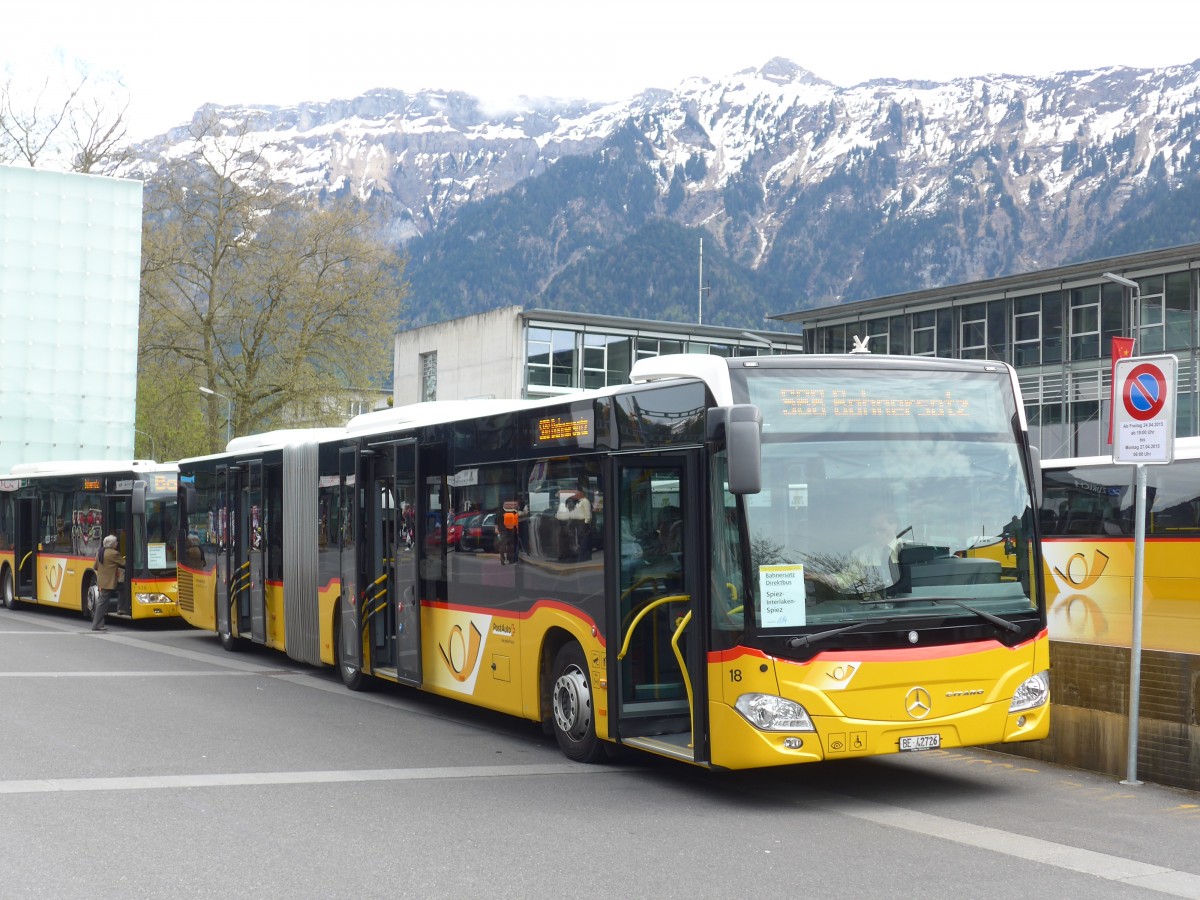 (160'063) - Steiner, Ortschwaben - Nr. 18/BE 42'726 - Mercedes am 26. April 2015 beim Bahnhof Interlaken Ost