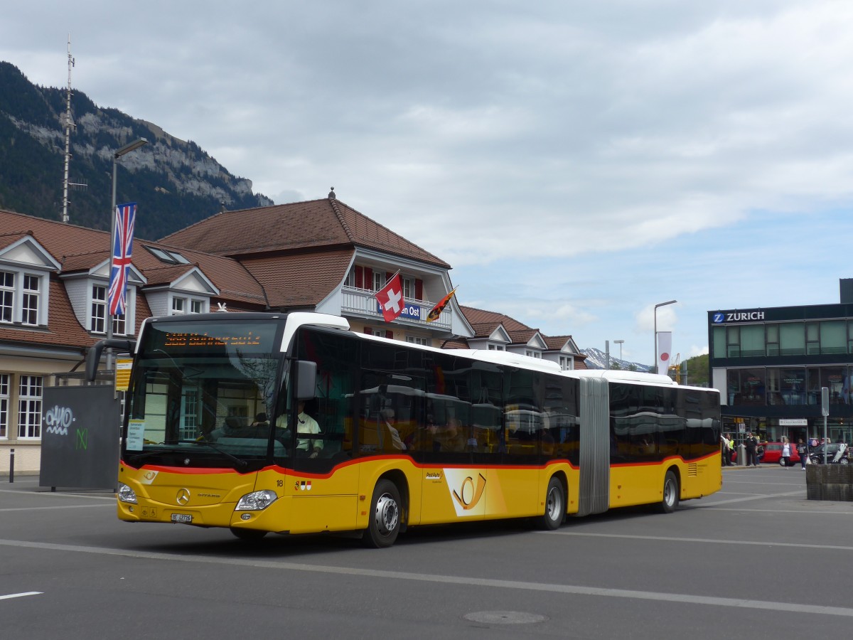 (160'065) - Steiner, Ortschwaben - Nr. 18/BE 42'726 - Mercedes am 26. April 2015 beim Bahnhof Interlaken Ost