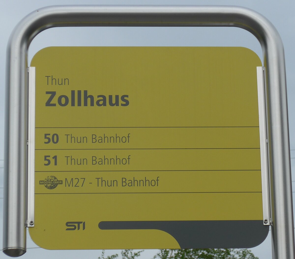 (160'522) - STI-Haltestellenschild - Thun, Zollhaus - am 14. Mai 2015