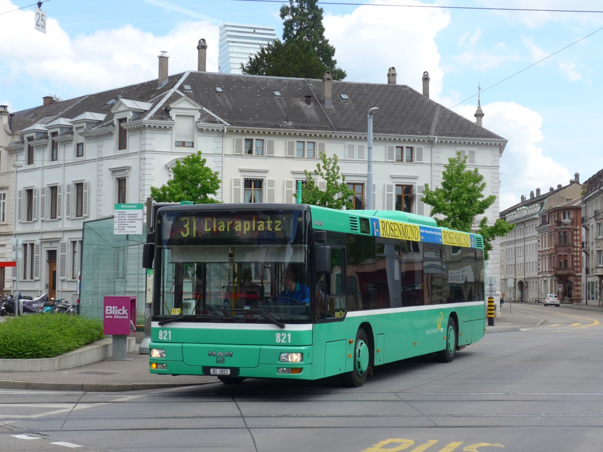(160'540) - BVB Basel - Nr. 821/BS 2821 - MAN am 17. Mai 2015 in Basel, Wettsteinplatz