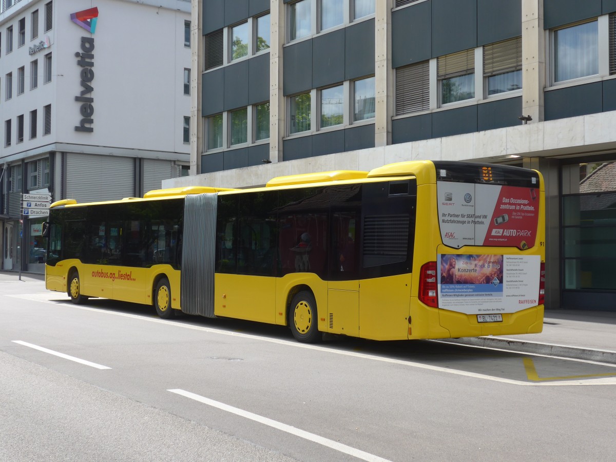 (160'566) - AAGL Liestal - Nr. 91/BL 7421 - Mercedes am 17. Mai 2015 in Basel, Aeschenplatz