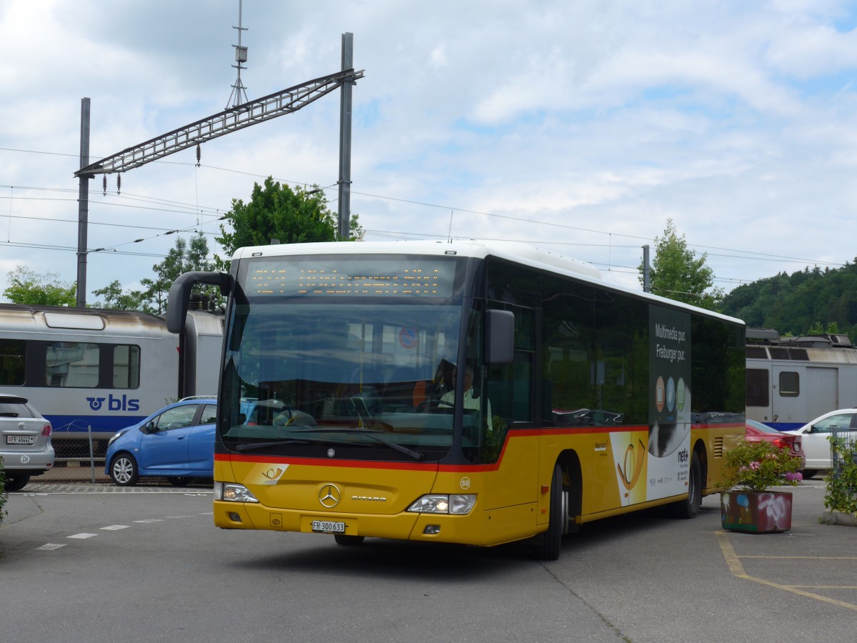 (161'474) - Wieland, Murten - Nr. 50/FR 300'633 - Mercedes (ex Klopfstein, Laupen Nr. 10) am 30. Mai 2015 beim Bahnhof Laupen