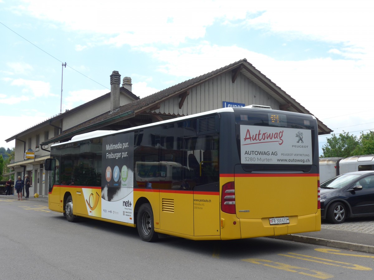 (161'477) - Wieland, Murten - Nr. 50/FR 300'633 - Mercedes (ex Klopfstein, Laupen Nr. 10) am 30. Mai 2015 beim Bahnhof Laupen