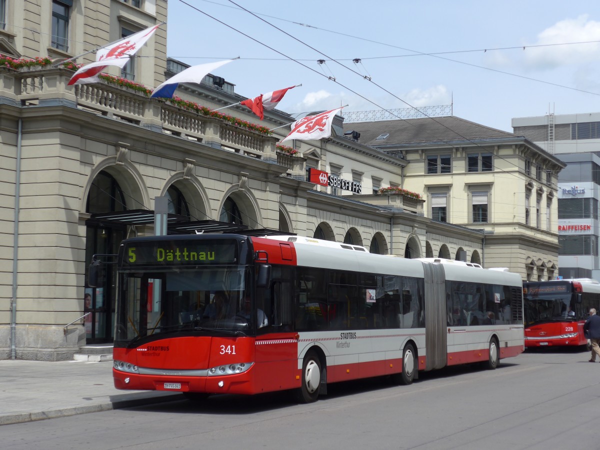 (161'596) - SW Winterthur - Nr. 341/ZH 745'341 - Solaris am 31. Mai 2015 beim Hauptbahnhof Winterthur