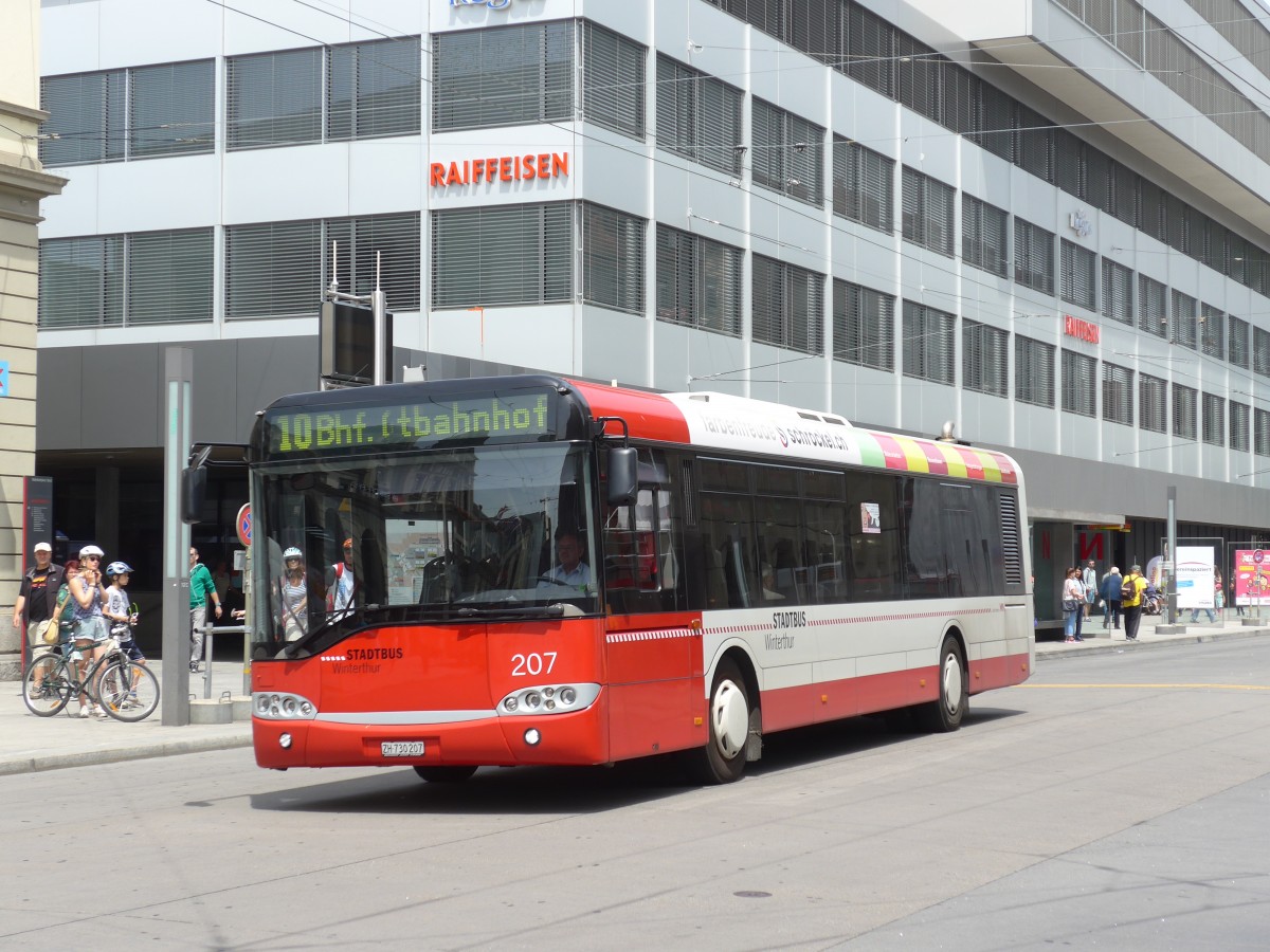 (161'604) - SW Winterthur - Nr. 207/ZH 730'207 - Solaris am 31. Mai 2015 beim Hauptbahnhof Winterthur
