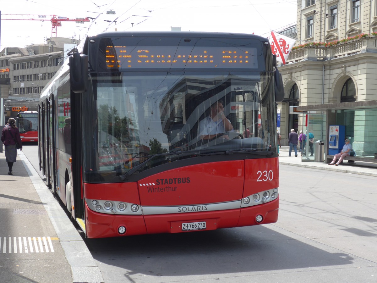 (161'610) - SW Winterthur - Nr. 230/ZH 766'230 - Solaris am 31. Mai 2015 beim Hauptbahnhof Winterthur