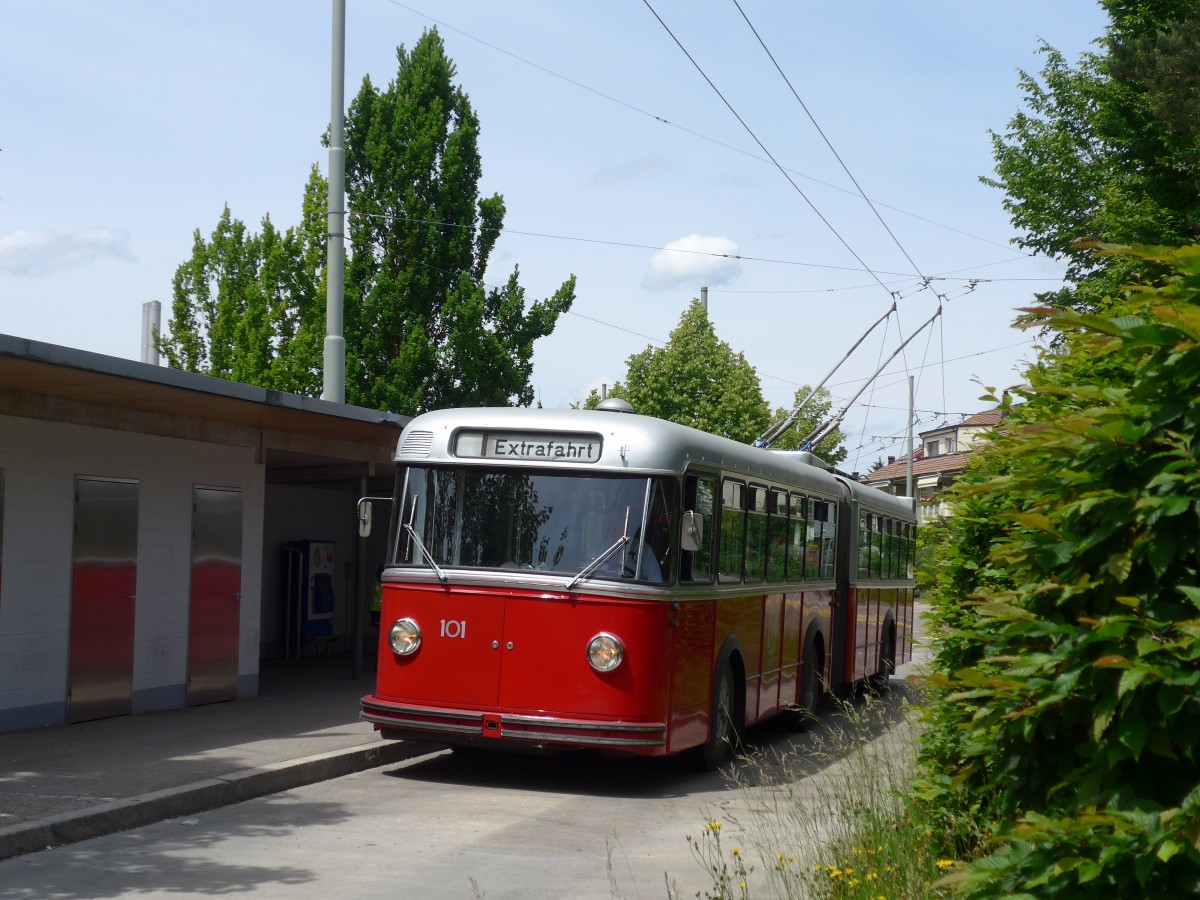 (161'646) - VW Winterthur - Nr. 101 - FBW/SWS Gelenktrolleybus am 31. Mai 2015 in Winterthur, Oberseen