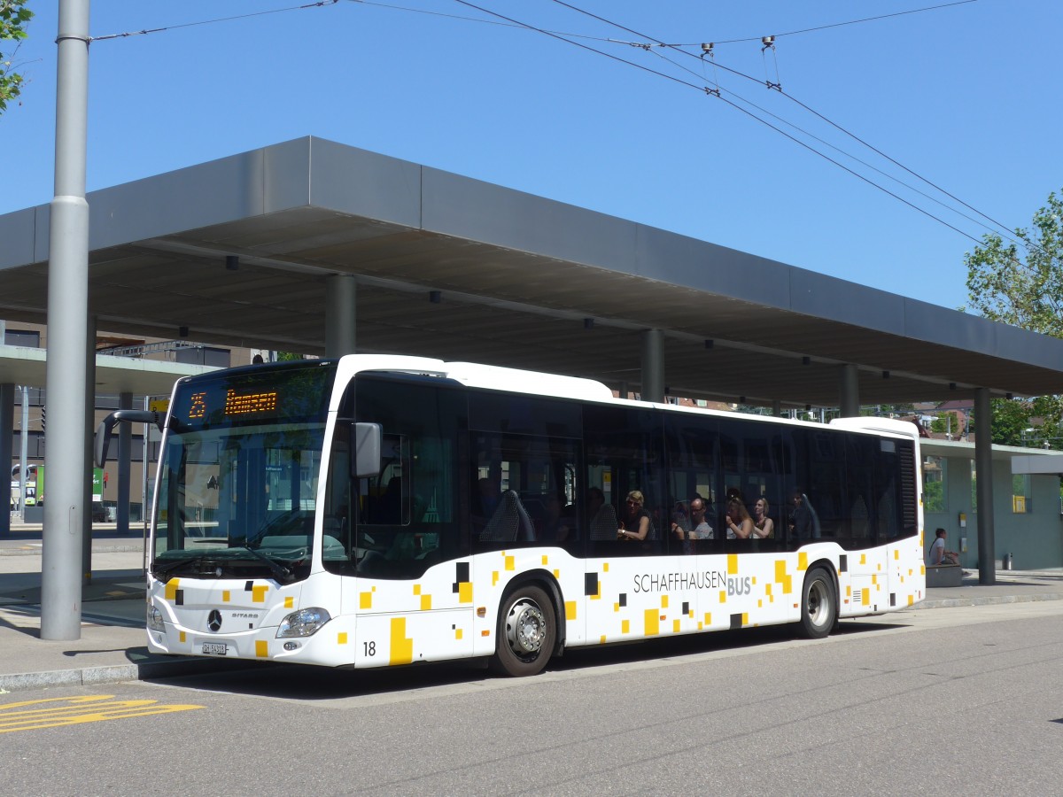 (161'892) - SB Schaffhausen - Nr. 18/SH 54'318 - Mercedes am 6. Juni 2015 beim Bahnhof Schaffhausen