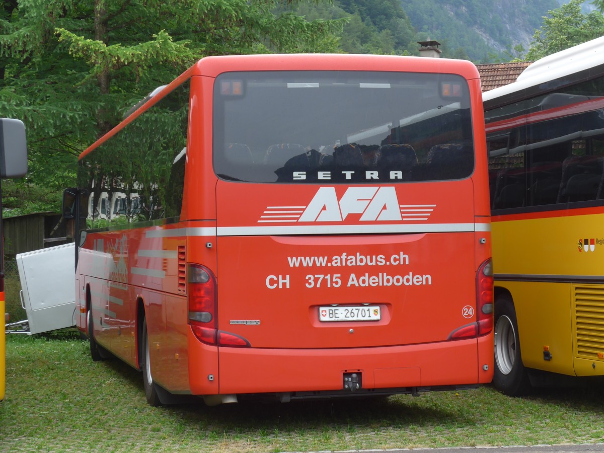 (162'133) - AFA Adelboden - Nr. 24/BE 26'701 - Setra am 14. Juni 2015 in Meiringen, Garage AVG M. (Einsatz AVG M.)