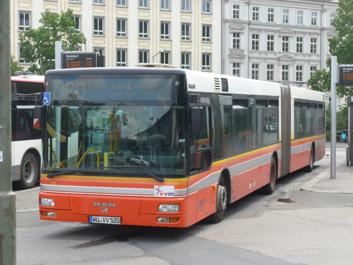 (162'734) - NVG Wrzburg - Nr. 520/W-VV 520 - MAN am 27. Juni 2015 beim Bahnhof Wrzburg