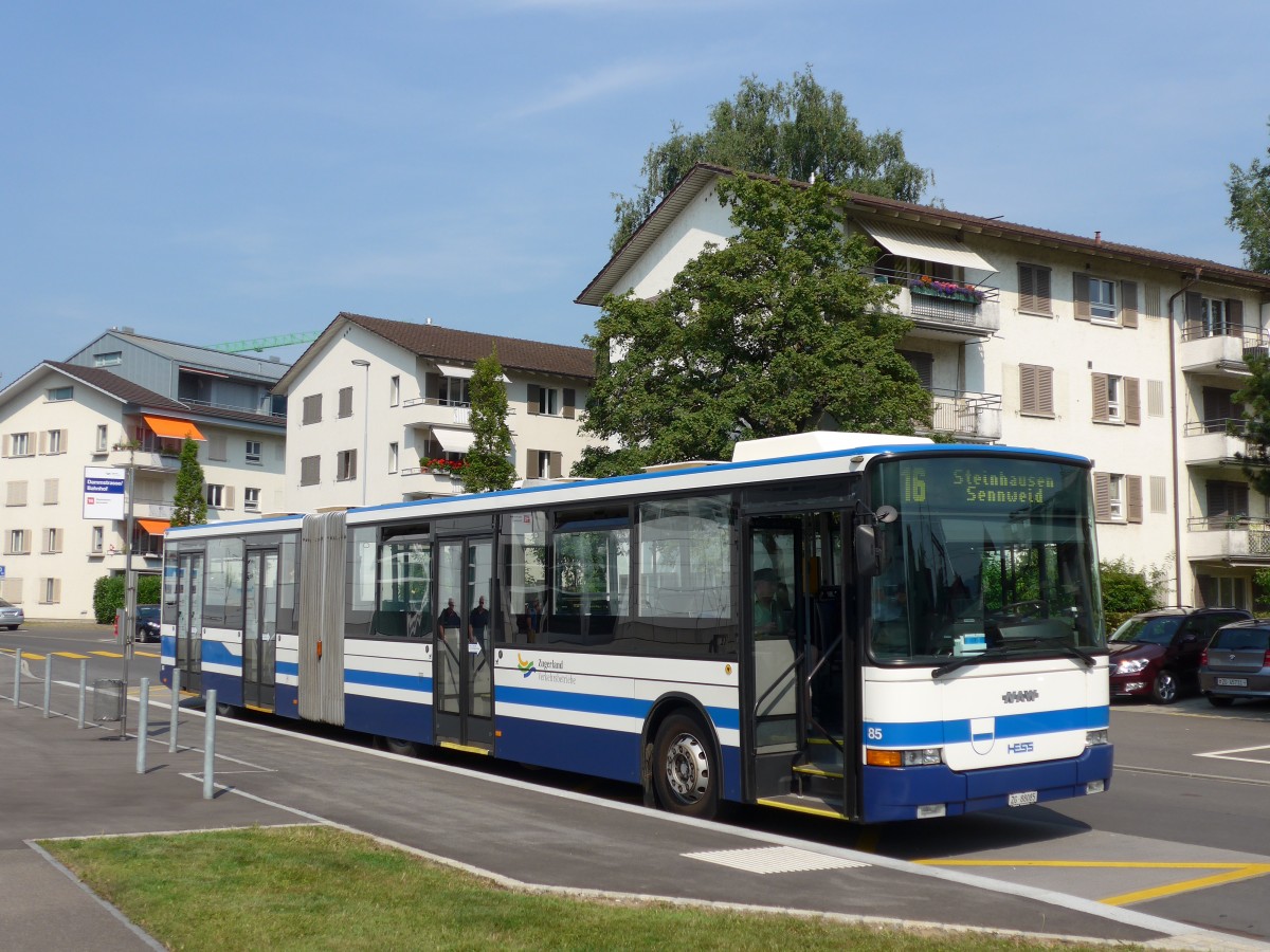 (163'002) - ZVB Zug - Nr. 85/ZG 88'085 - NAW/Hess am 6. Juli 2015 in Zug, Dammstrasse/Bahnhof
